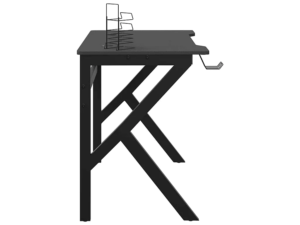 Bureau de jeu avec pieds en forme de K Noir 90x60x75 cm