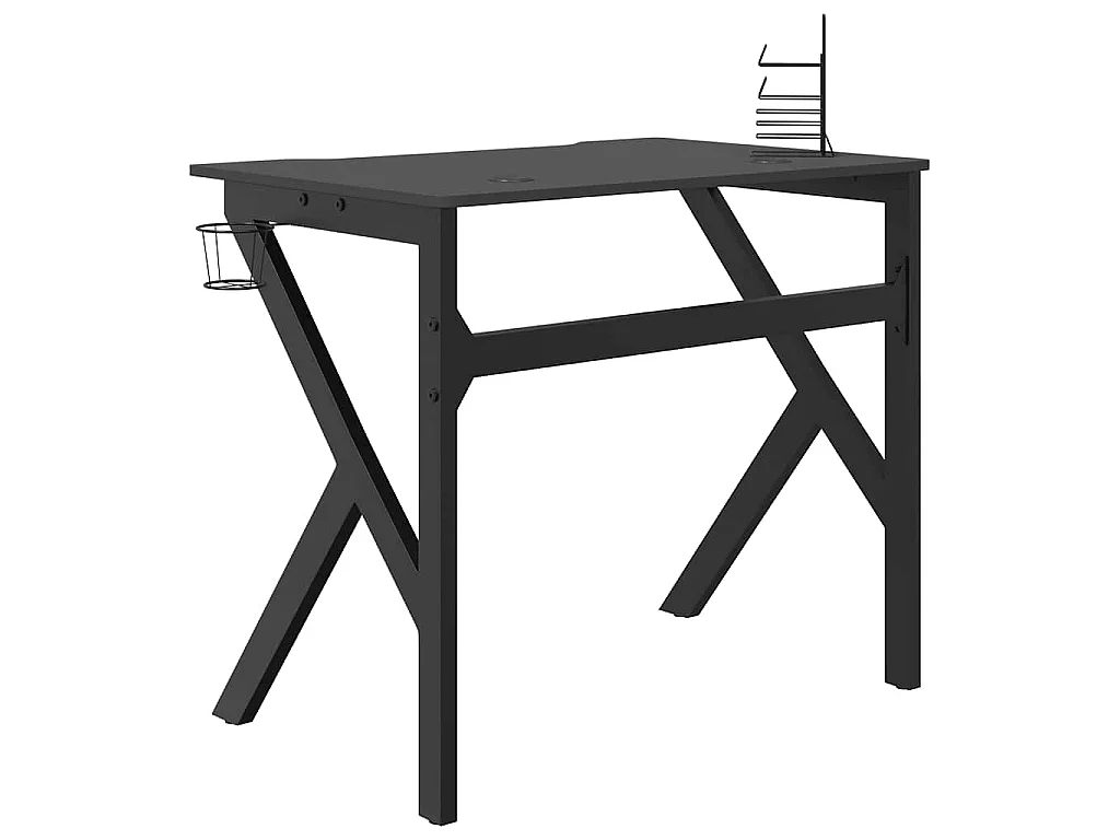 Bureau de jeu avec pieds en forme de K Noir 90x60x75 cm