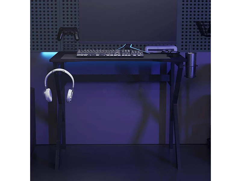 Gaming-Schreibtisch mit K-Gestell Schwarz 90x60x75 cm