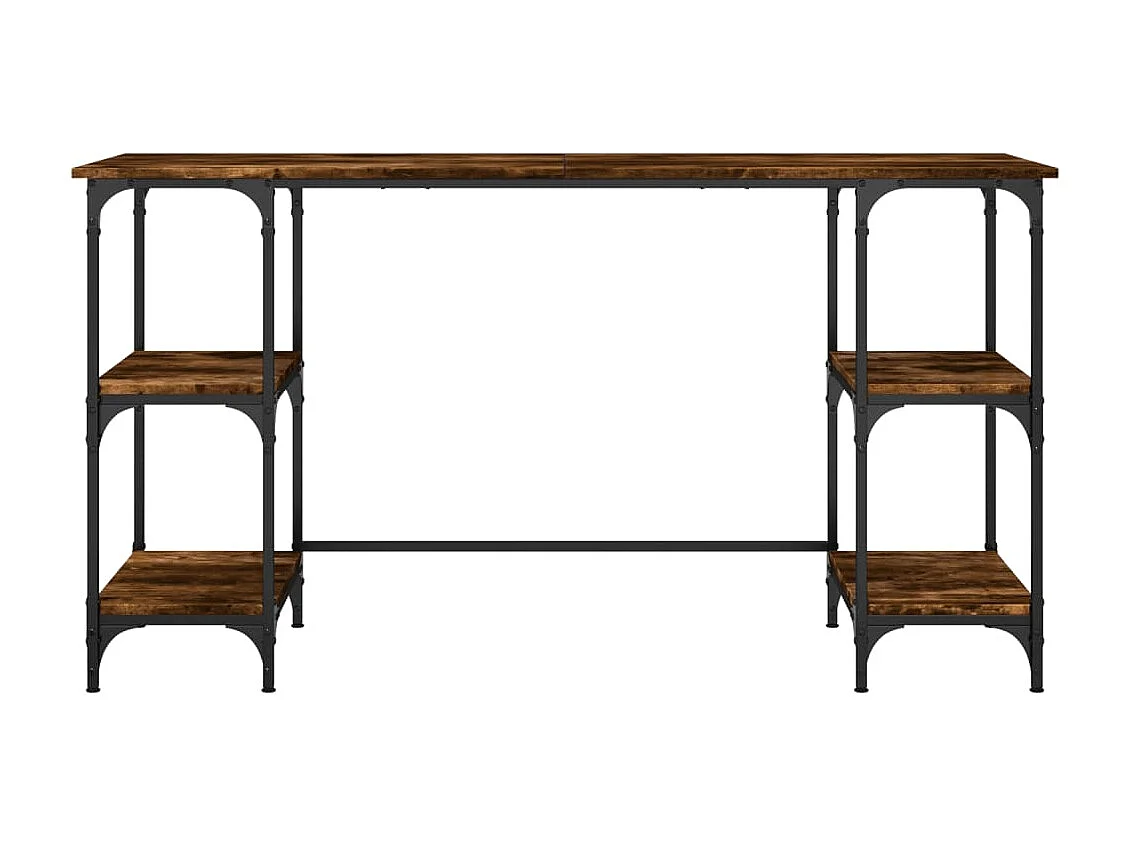Bureau chêne fumé 140x50x75 cm métal et bois d'ingénierie