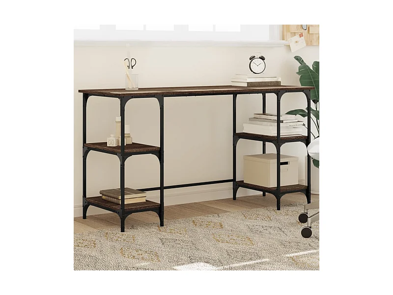 Schreibtisch Braun Eichen-Optik 140x50x75 cm Metall