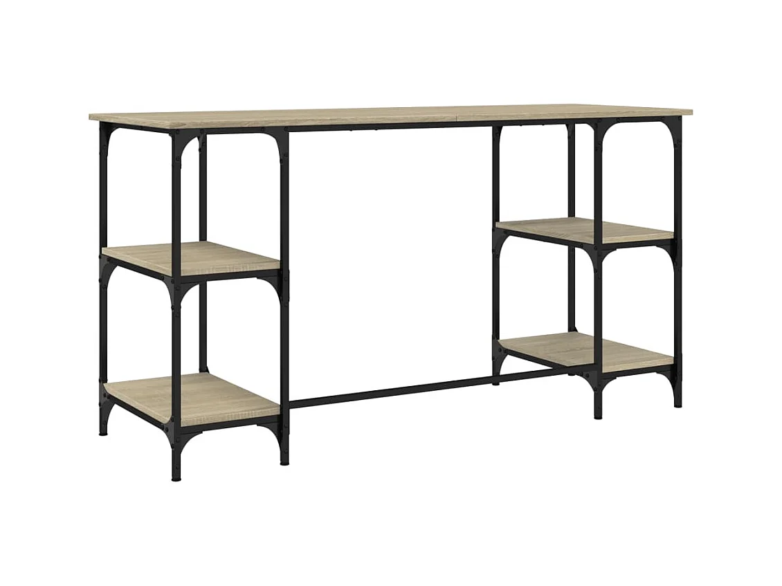 Bureau chêne sonoma 140x50x75 cm métal et bois d'ingénierie