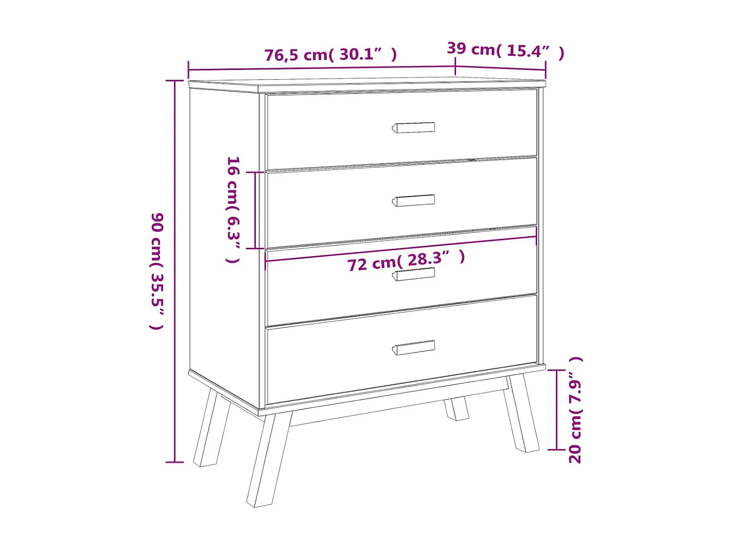 Armoire à tiroirs OLDEN gris et marron bois de pin solide