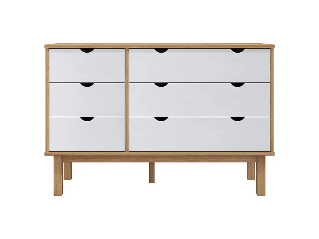 Schubladenschrank OTTA Braun & Weiß 111x43x73,5 cm Massivholz