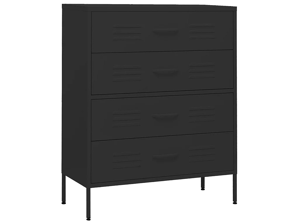 Armario de cajones de acero negro 80x35x101,5 cm