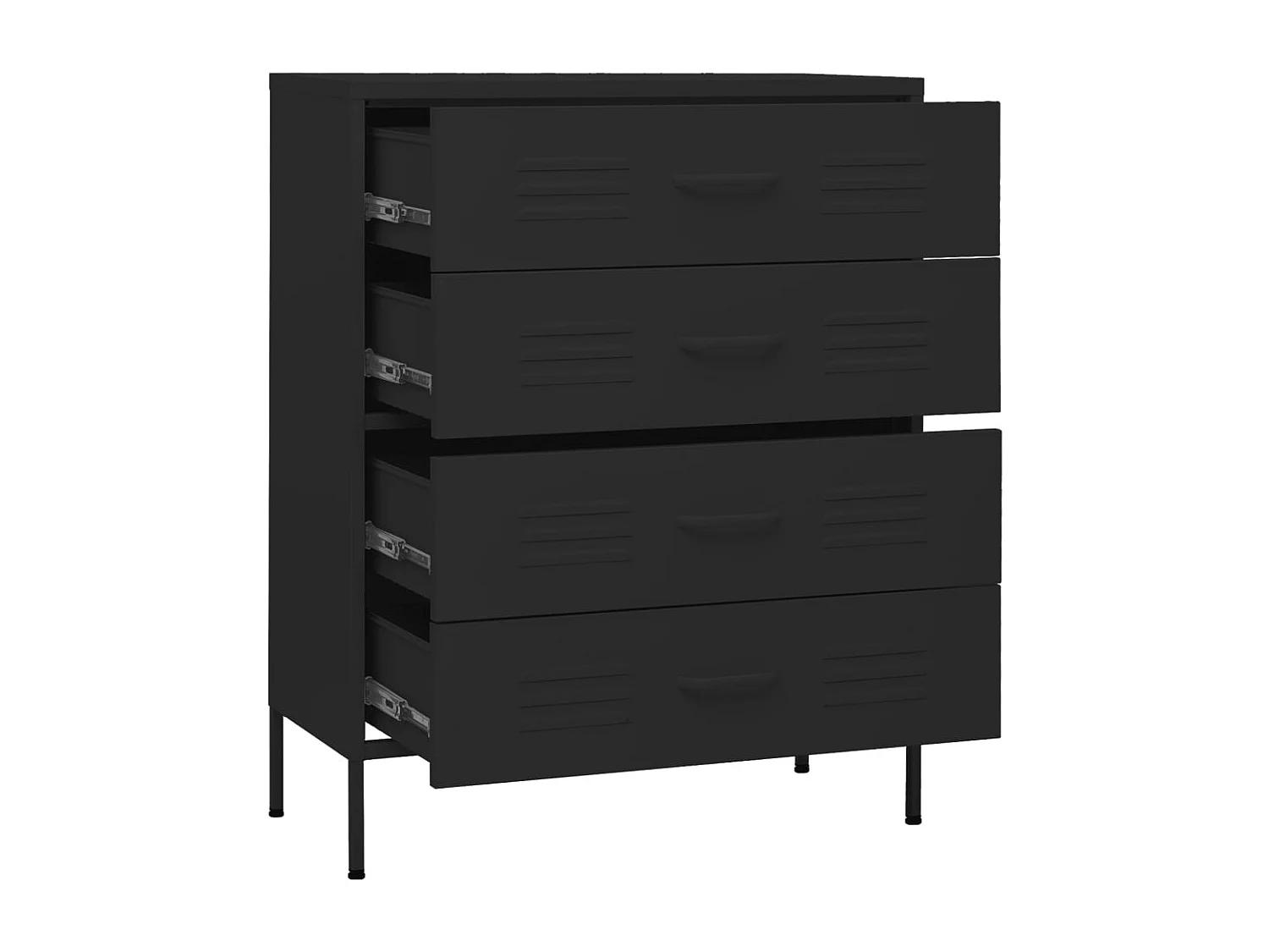 Armario de cajones de acero negro 80x35x101,5 cm