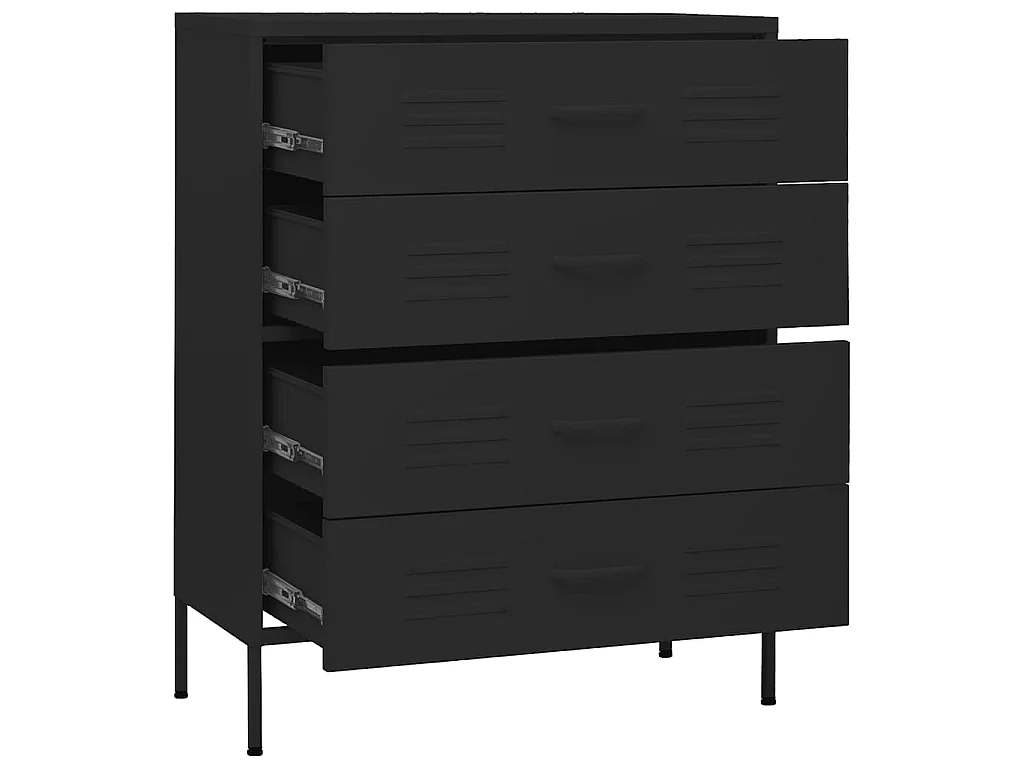 Commode Noir 80x35x101,5 cm Acier