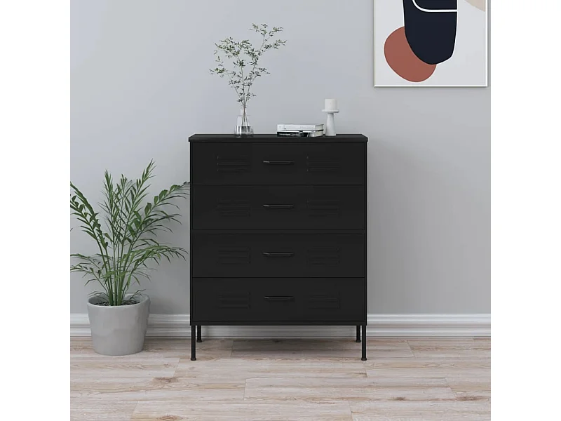 Commode Noir 80x35x101,5 cm Acier