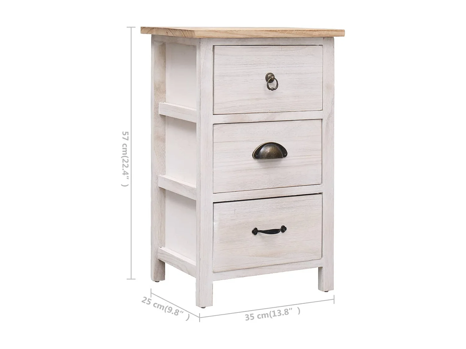 Beistellschrank 35x25x57 cm Massivholz Paulownia