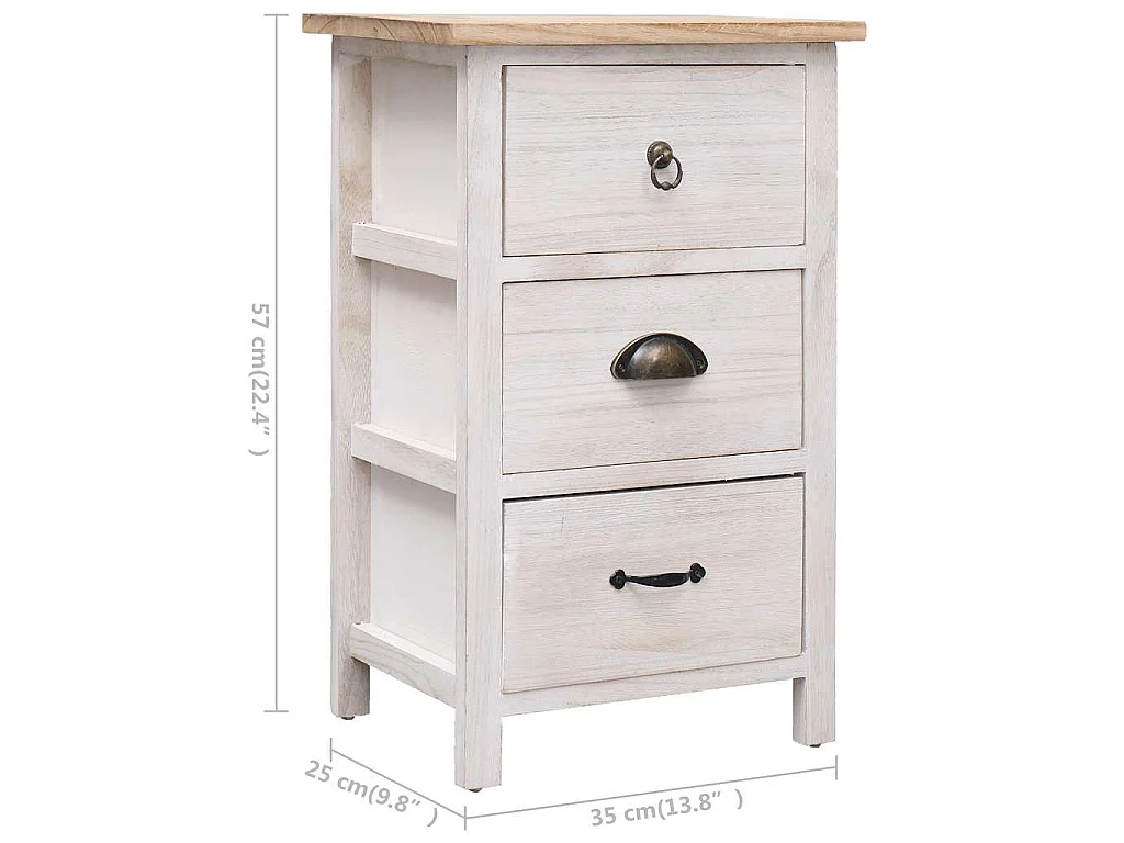 Beistellschrank 35x25x57 cm Massivholz Paulownia