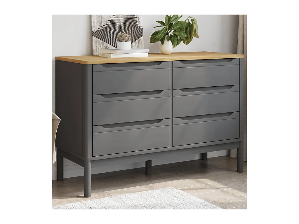 Commode FLORO gris bois de pin massif