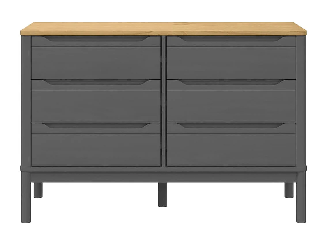 Ladekast FLORO massief grenenhout grijs