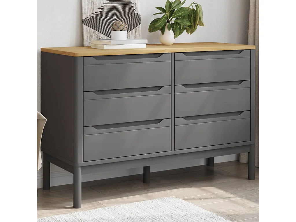 Commode FLORO gris bois de pin massif