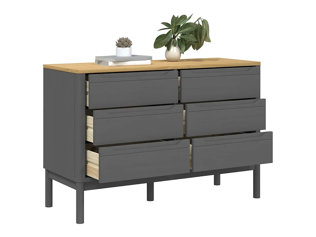 Commode FLORO gris bois de pin massif