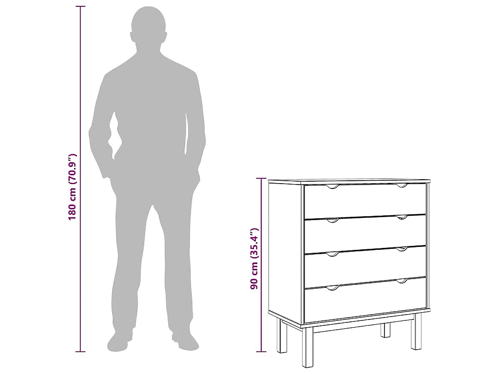 Schubladenschrank OTTA 76,5x39,5x90 cm Massivholz