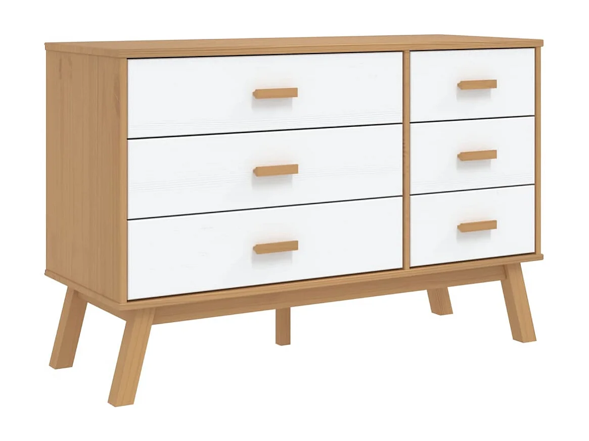 Ladekastje OLDEN massief grenenhout wit en bruin