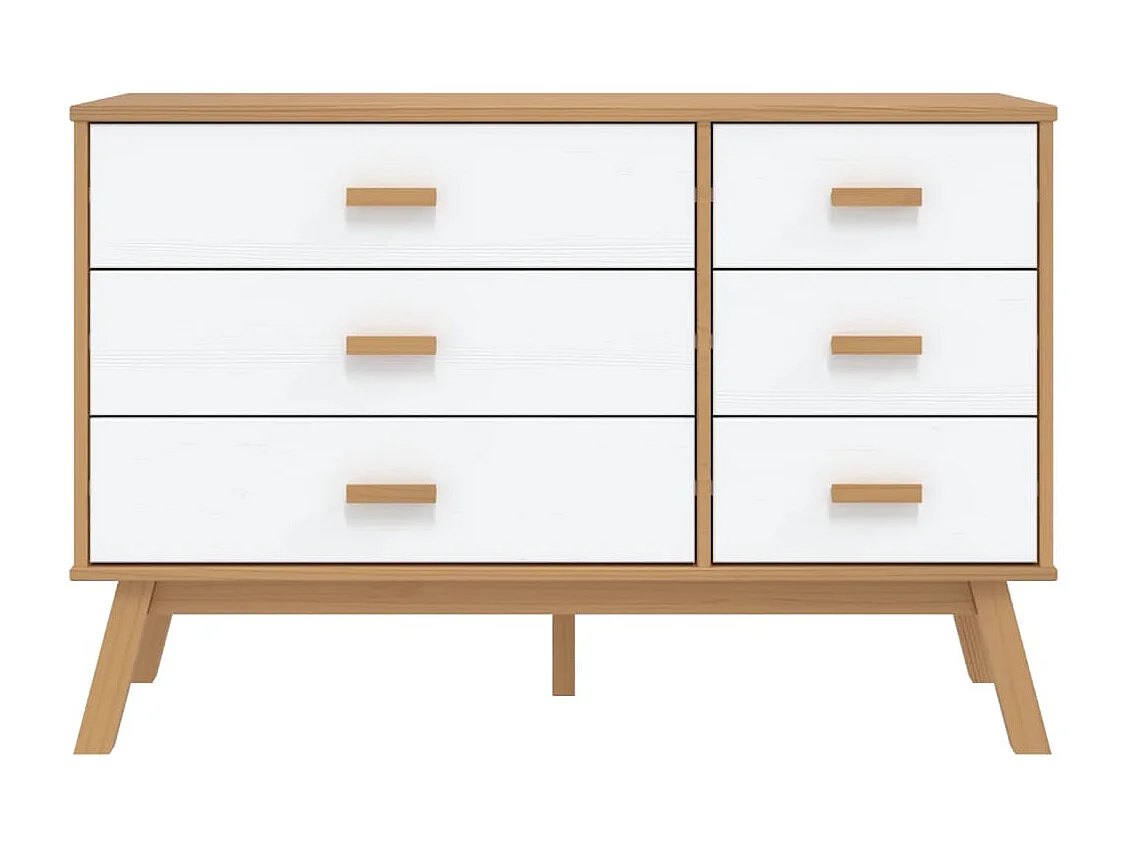 Ladekastje OLDEN massief grenenhout wit en bruin