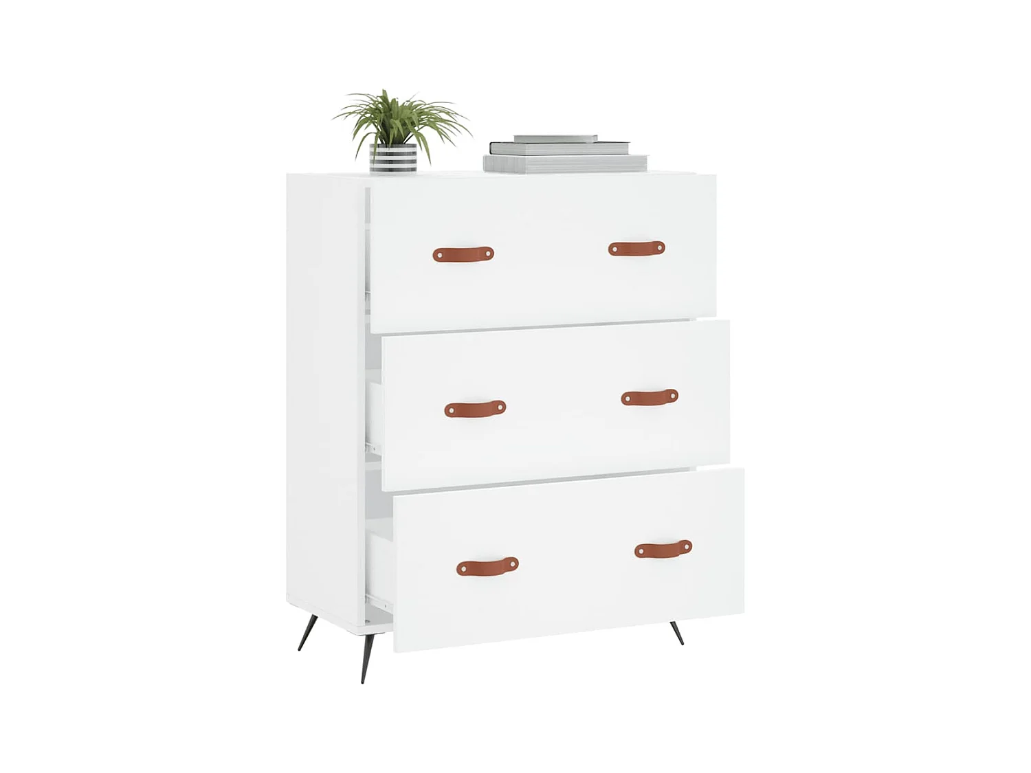 Commode blanc 69,5 x 34 x 90 cm bois d'ingénierie