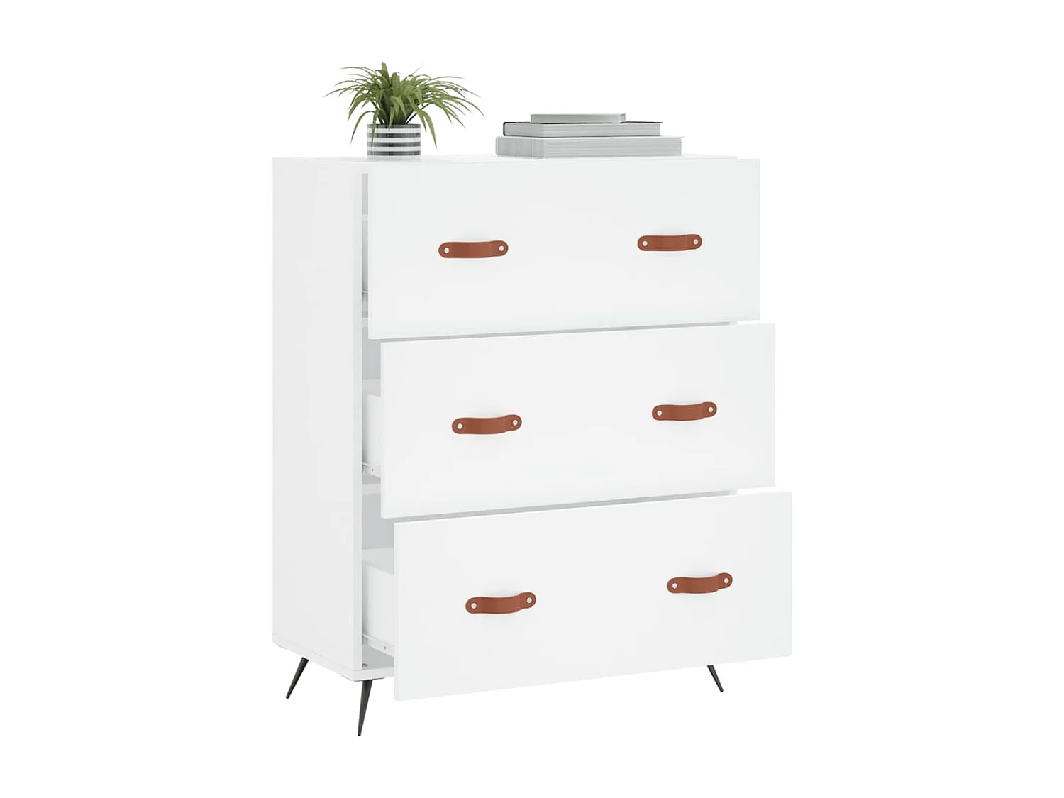 Commode blanc 69,5 x 34 x 90 cm bois d'ingénierie