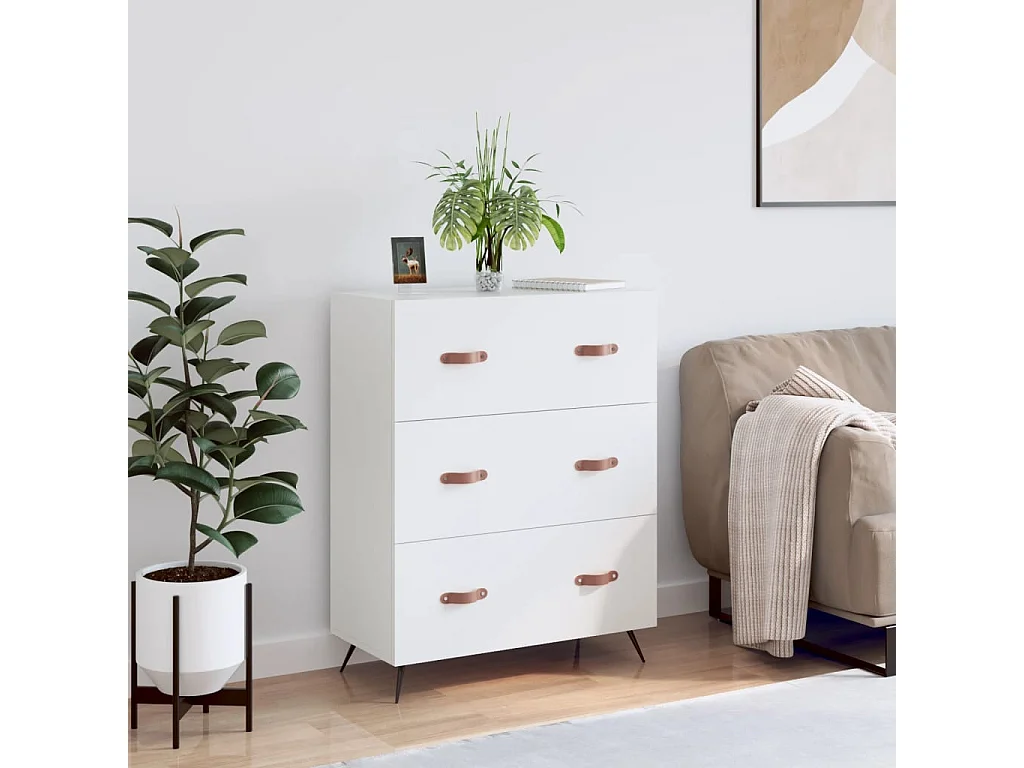 Commode blanc 69,5 x 34 x 90 cm bois d'ingénierie