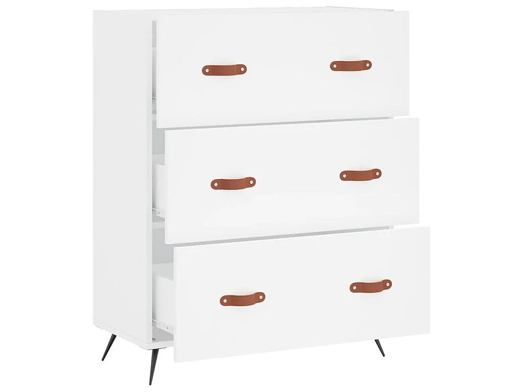 Commode blanc 69,5 x 34 x 90 cm bois d'ingénierie