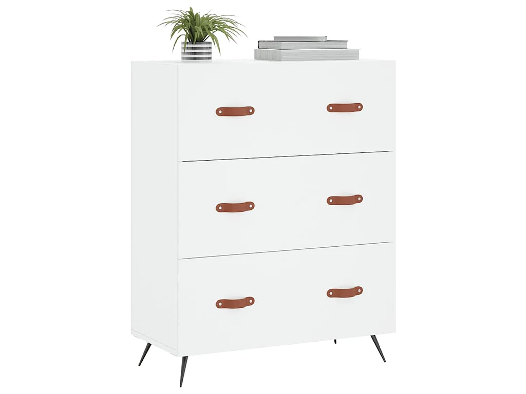 Commode blanc 69,5 x 34 x 90 cm bois d'ingénierie