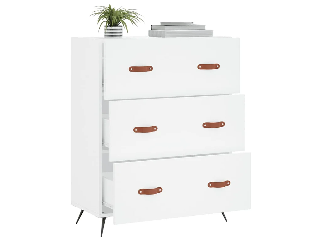 Commode blanc 69,5 x 34 x 90 cm bois d'ingénierie