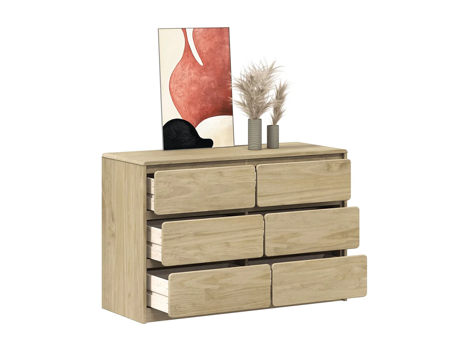 Ladekast SAUDA 111x43x73,5 cm massief grenenhout eikenkleurig