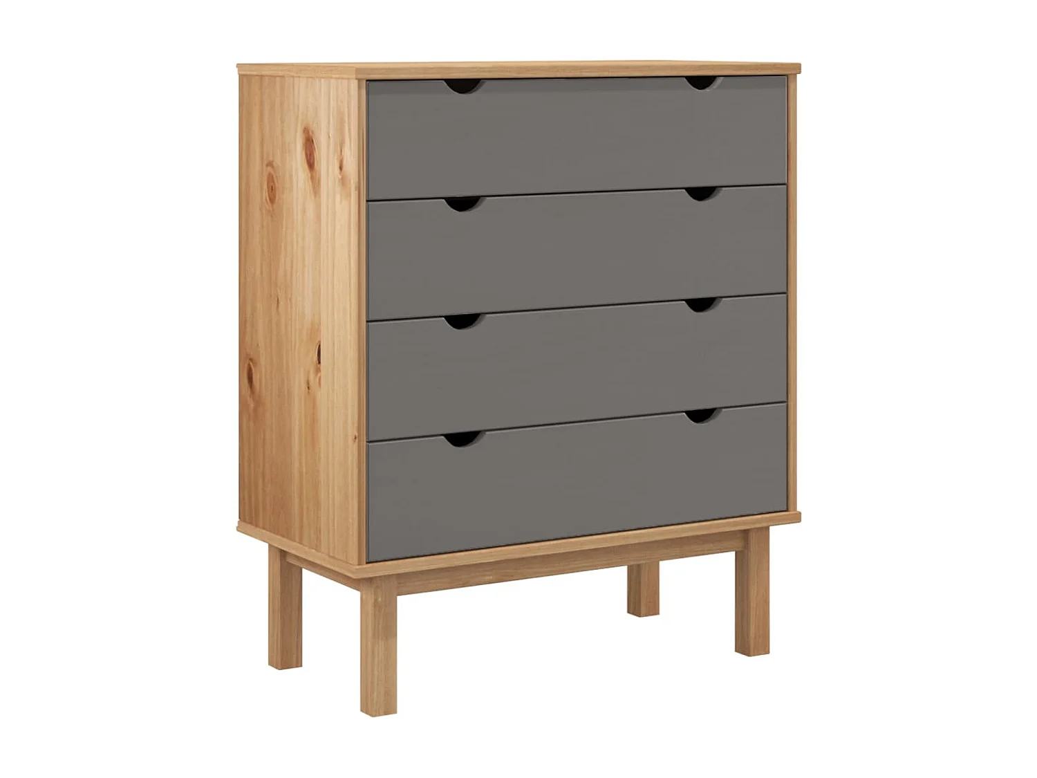 Commode OTTA Marron et gris 76,5x39,5x90 cm Bois de pin massif