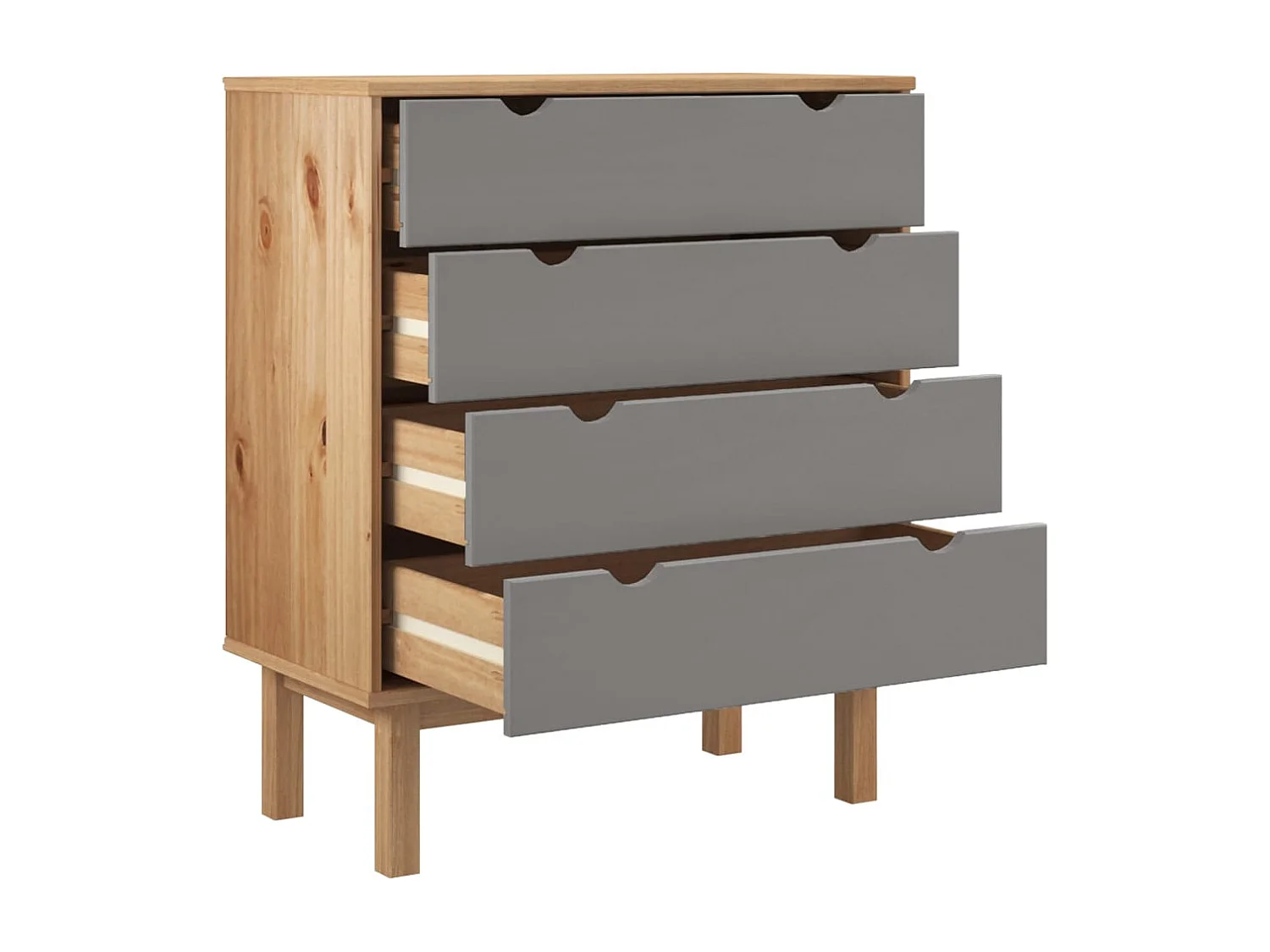 Commode OTTA Marron et gris 76,5x39,5x90 cm Bois de pin massif