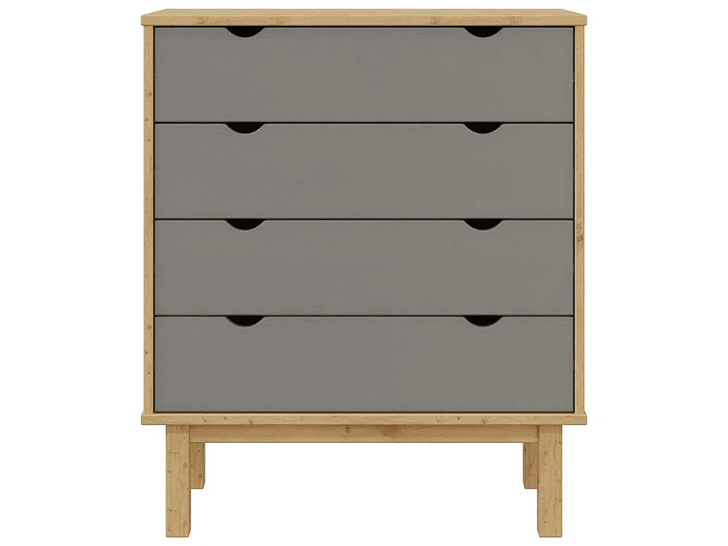 Commode OTTA Marron et gris 76,5x39,5x90 cm Bois de pin massif