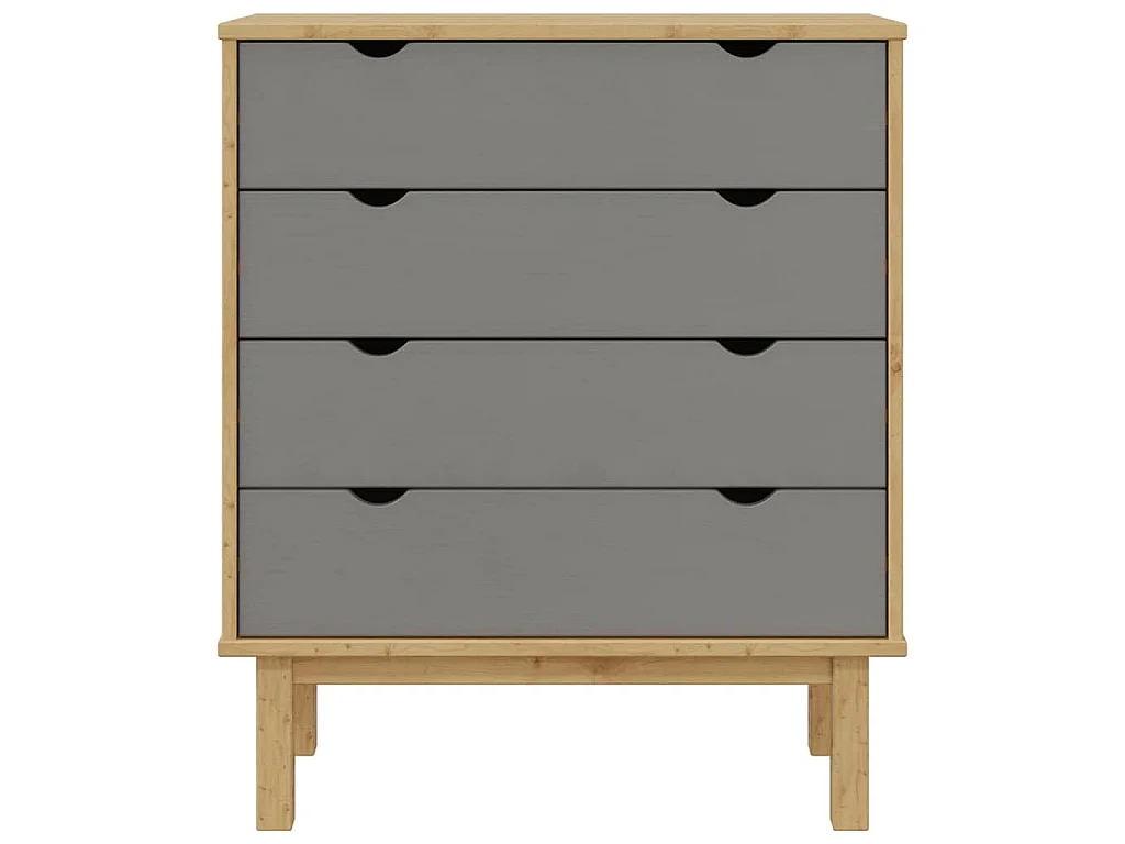 Ladekast OTTA 76,5x39,5x90 cm massief grenenhout bruin en grijs
