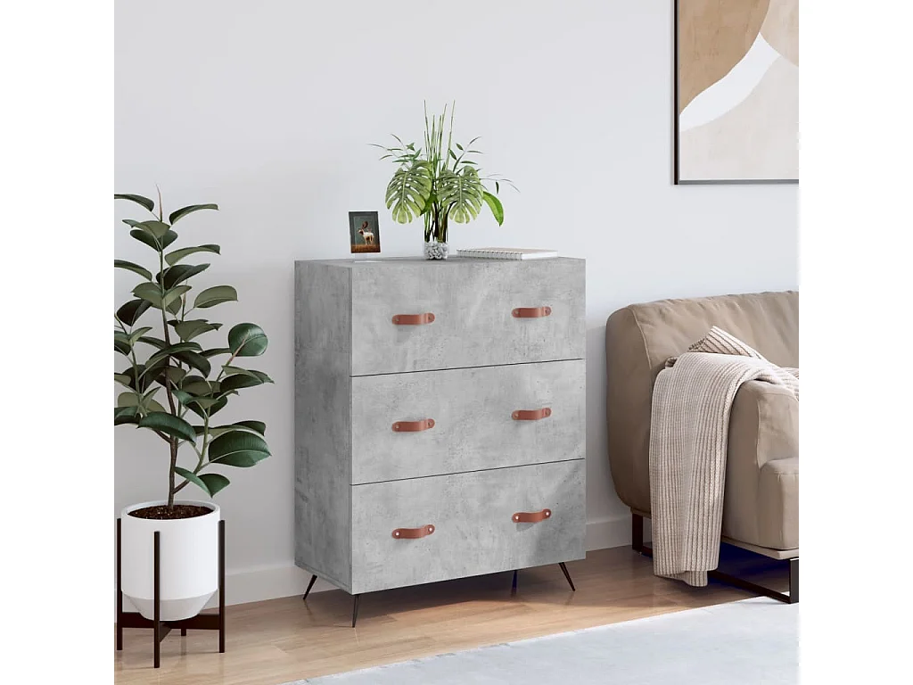 Commode gris béton 69,5 x 34 x 90 cm bois d'ingénierie