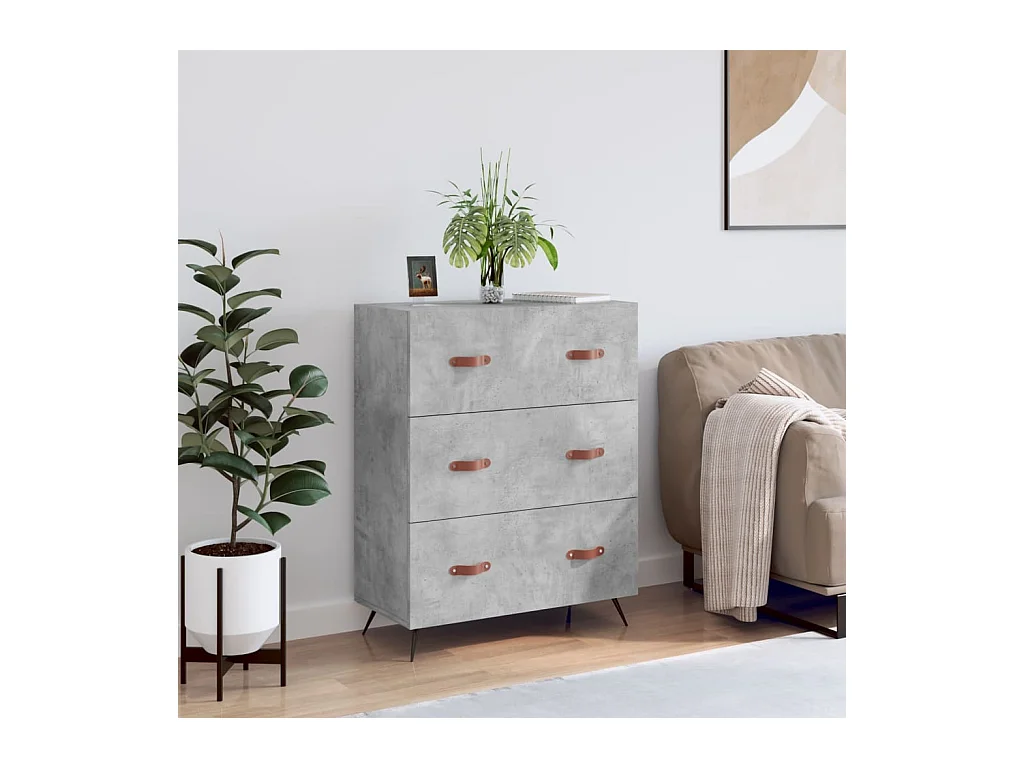 Credenza Grigio Cemento 69,5x34x90 cm in Legno Multistrato