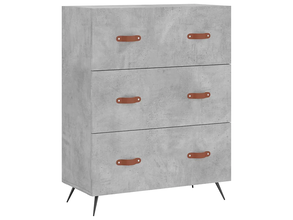 Commode gris béton 69,5 x 34 x 90 cm bois d'ingénierie