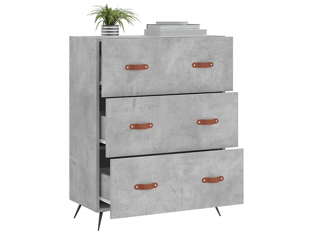 Commode gris béton 69,5 x 34 x 90 cm bois d'ingénierie