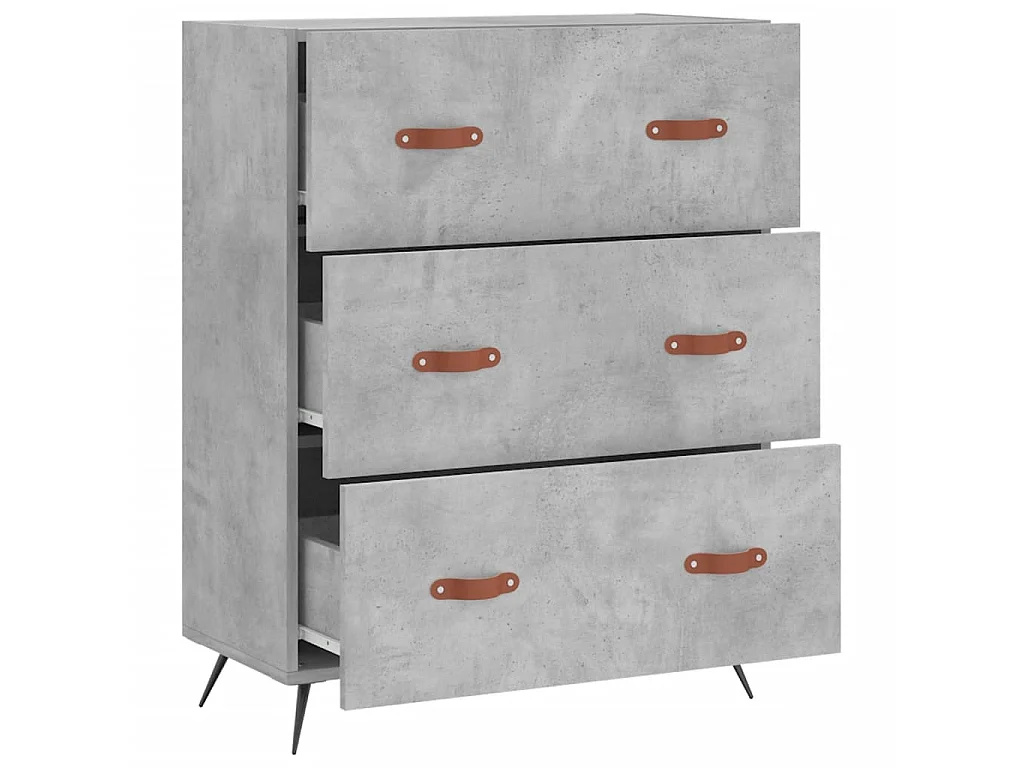 Commode gris béton 69,5 x 34 x 90 cm bois d'ingénierie