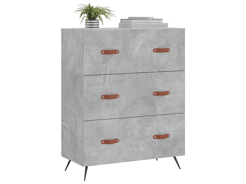 Commode gris béton 69,5 x 34 x 90 cm bois d'ingénierie