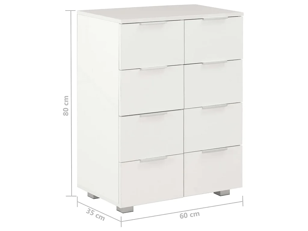 Credenza Bianco Lucido 60x35x80 cm in Legno Multistrato