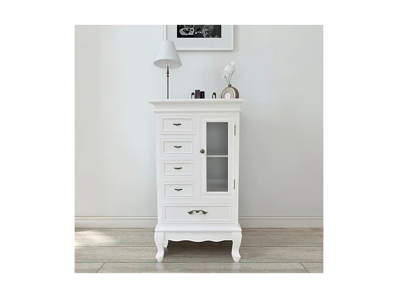 Schrank mit 5 Schubladen 2 Fächer Weiß