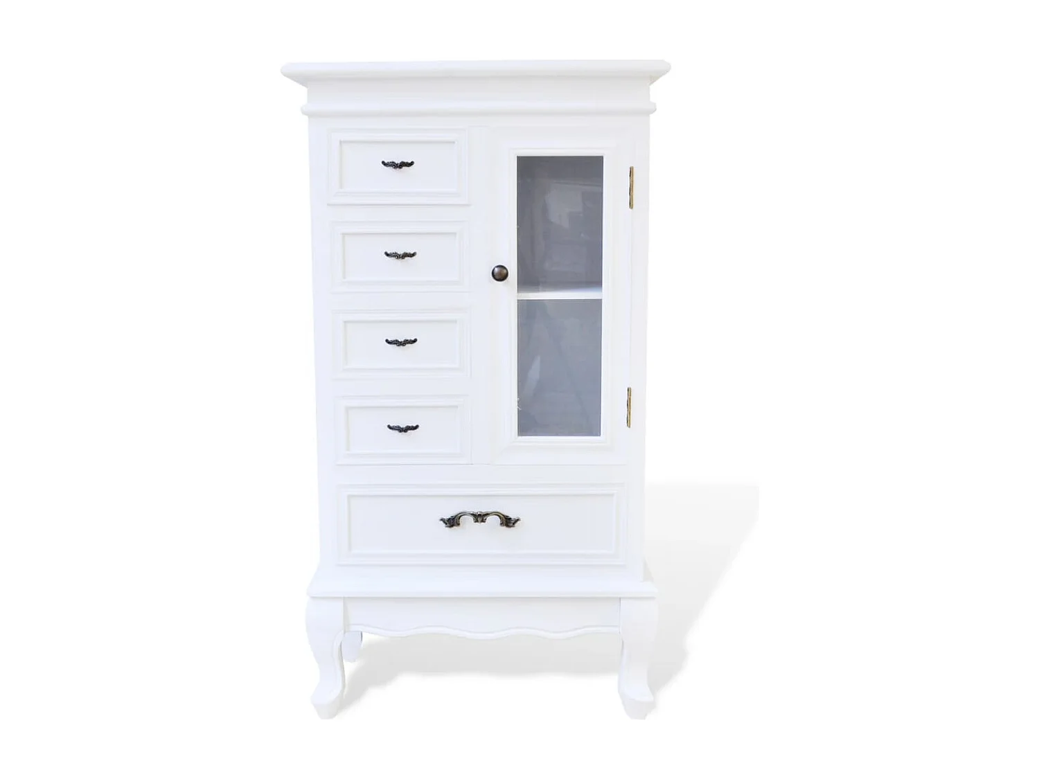 Armoire avec 5 tiroirs et 2 étagères Blanc