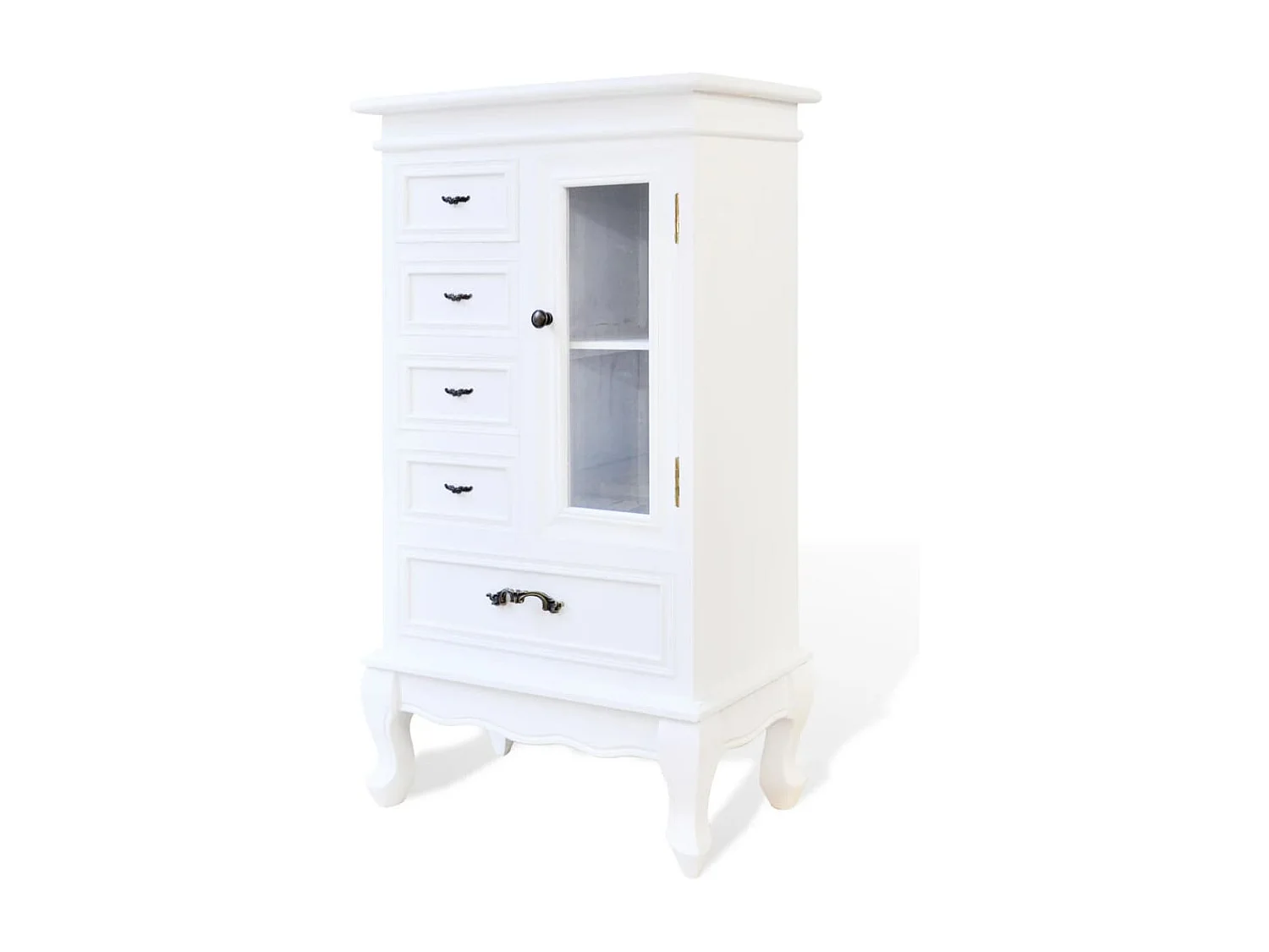 Armoire avec 5 tiroirs et 2 étagères Blanc
