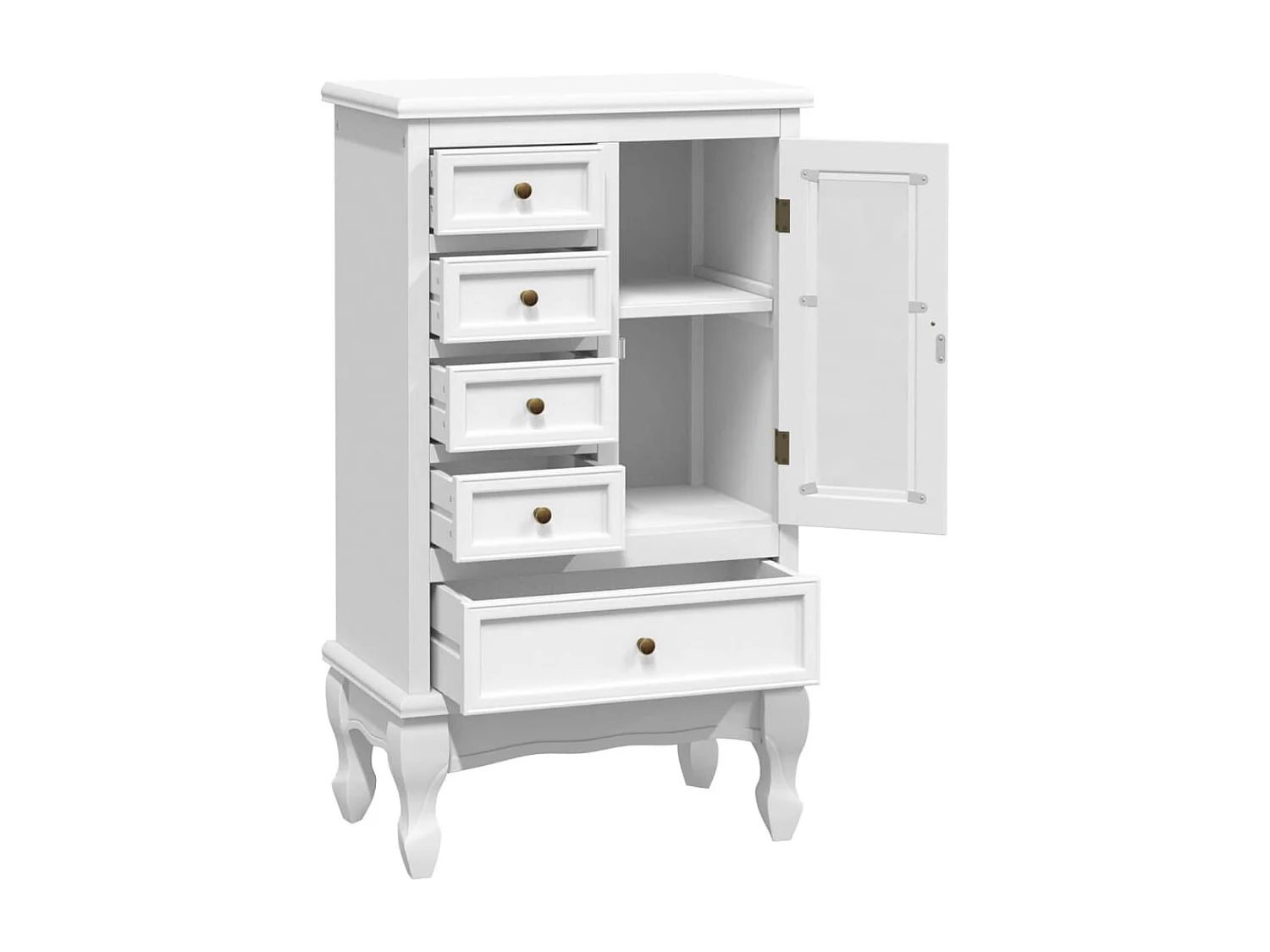 Armoire avec 5 tiroirs et 2 étagères Blanc