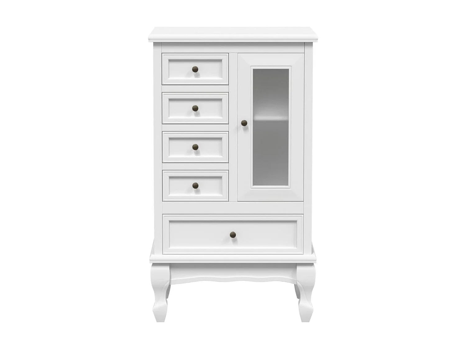Armoire avec 5 tiroirs et 2 étagères Blanc