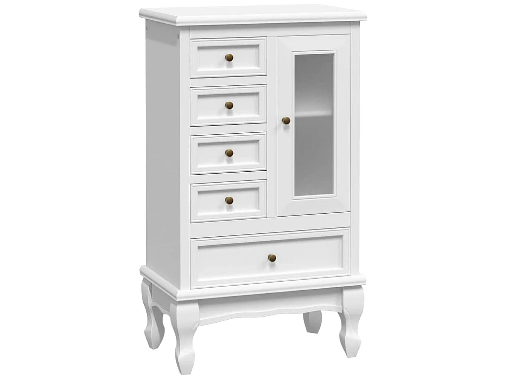 Armoire avec 5 tiroirs et 2 étagères Blanc
