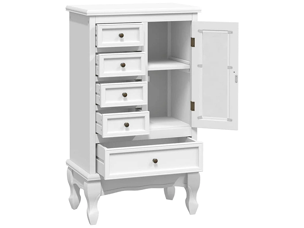 Armoire avec 5 tiroirs et 2 étagères Blanc
