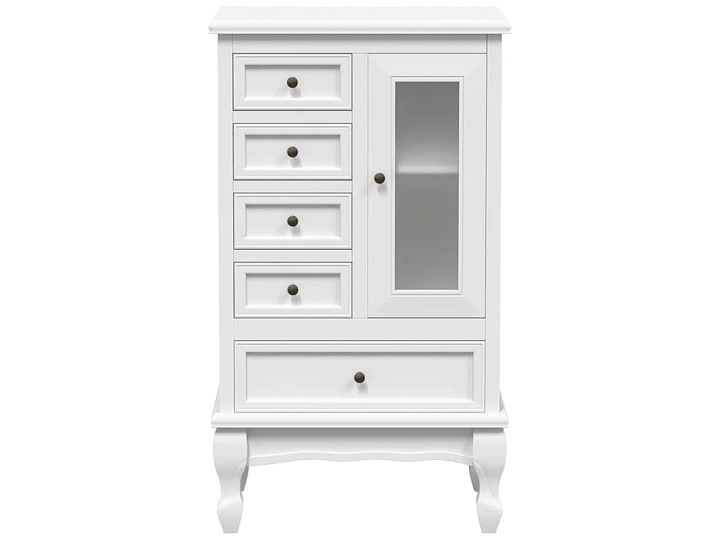 Armoire avec 5 tiroirs et 2 étagères Blanc
