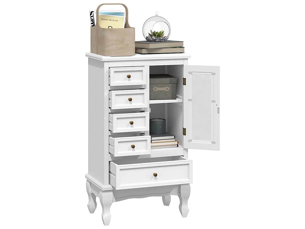 Armoire avec 5 tiroirs et 2 étagères Blanc