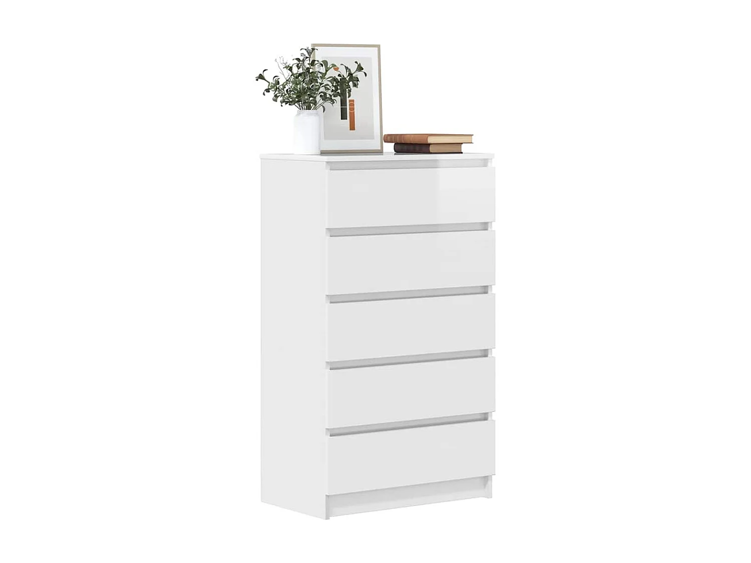 Commode Blanc brillant 60x36x103 cm Bois d'ingénierie