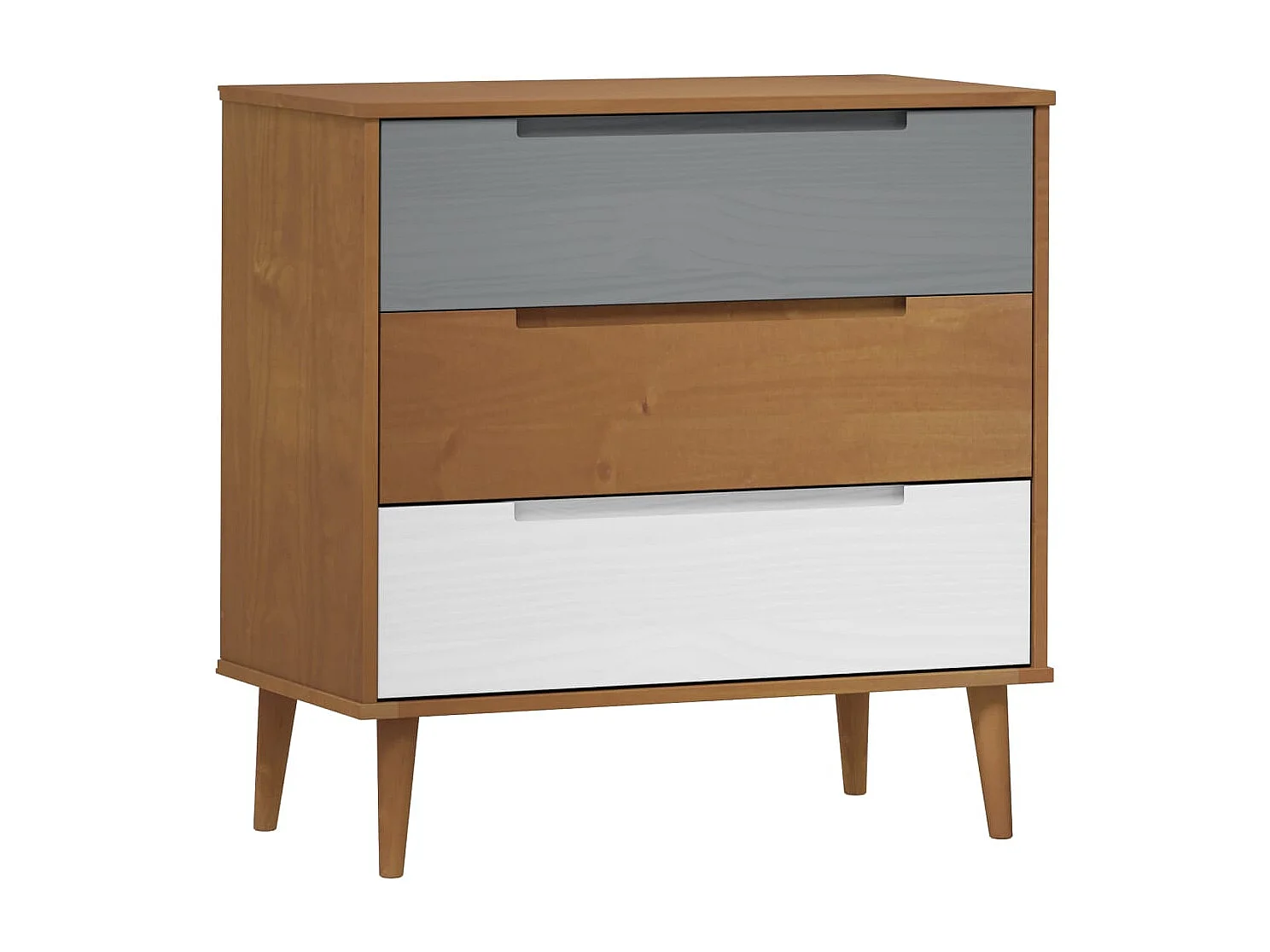 Mesita de noche MOLDE madera maciza de pino marrón 80x40x80 cm